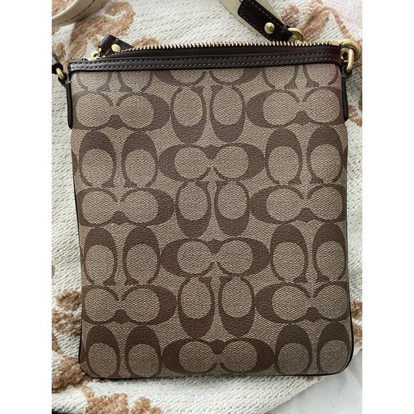 Coach Monogram Stripe Brown Crossbody Shoulder Bag Women's - Picture 8 of 11